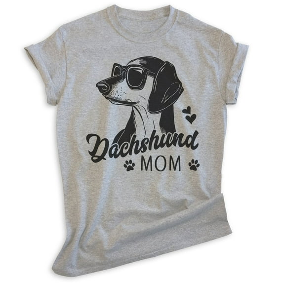 Dachshund Mom T-shirt, Unisex Women's Shirt, Dachshund Owner, Best Dog Mom Gift, Heather Gray, X-Large