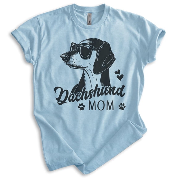 Dachshund Mom T-shirt, Unisex Women's Shirt, Dachshund Owner, Best Dog Mom Gift, Heather Light Blue, 3X-Large