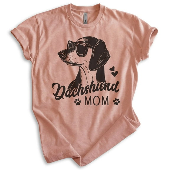 Dachshund Mom T-shirt, Unisex Women's Shirt, Dachshund Owner, Best Dog Mom Gift, Heather Sunset, Medium