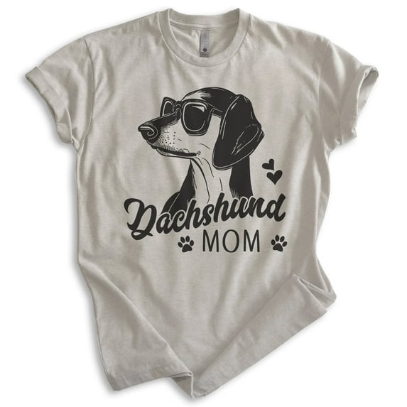 Dachshund Mom T-shirt, Unisex Women's Shirt, Dachshund Owner, Best Dog Mom Gift, Light Silk Gray, Medium