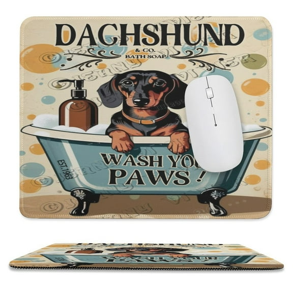 Dachshund Mouse Pad, Dog Bath Design Gaming Mousepad, Customized Mouse Pads for Laptop, Computers & Office, Mouse Mat with Non Slip Base 10"x12"