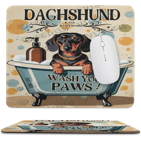 Dachshund Mouse Pad, Dog Bath Design Gaming Mousepad, Customized Mouse Pads for Laptop, Computers & Office, Mouse Mat with Non Slip Base 10"x12"
