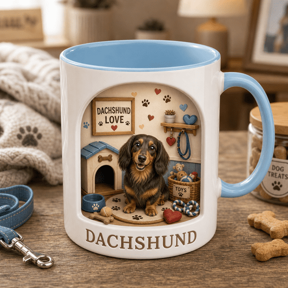 Dachshund Mug 3D Effect Cute Wiener Dog Coffee Cup for Dachshund Gift