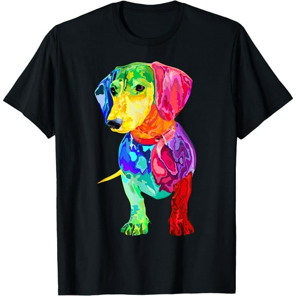 Dachshund Multicolor Animal Print Cartoon Unisex T-Shirt for Men Women Kids Toddler