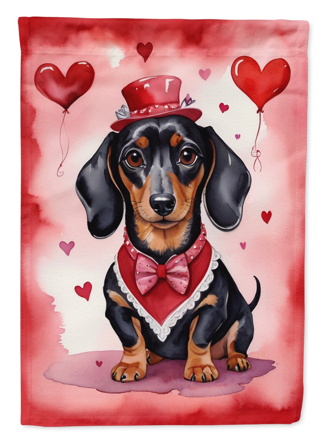 Dachshund My Valentine House Flag 28 in x 40 in