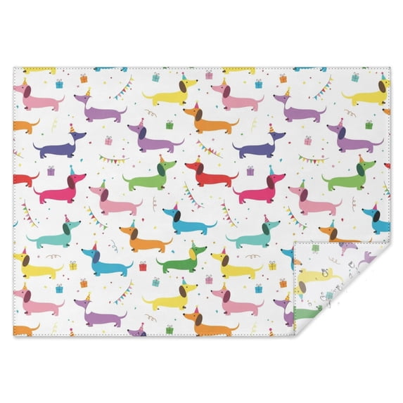 Dachshund and Party Hats White Pattern Waterproof Tablecloth ...