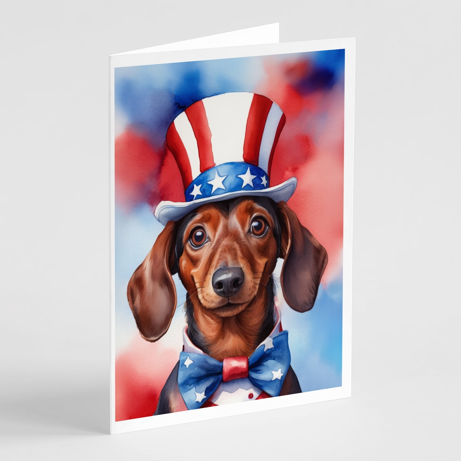 Dachshund Patriotic American Greeting Cards Pack of 8 7 in x 5 in