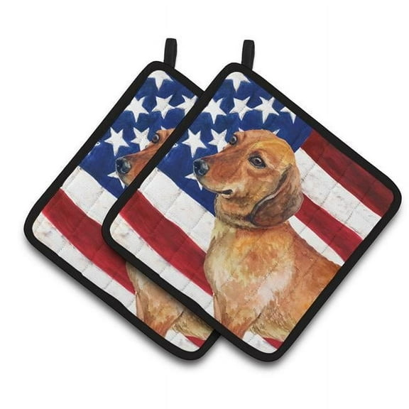 Dachshund Patriotic Pair of Pot Holders