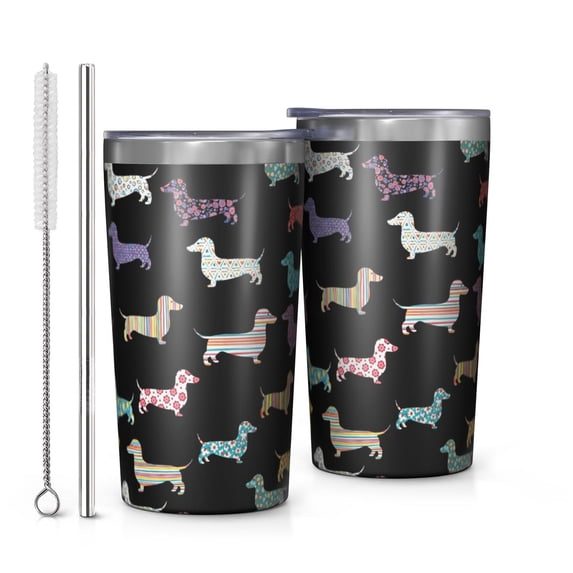 Dachshund Pattern Black Pattern Car Tumbler 1 Pack, Vacuum Insulated ...