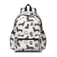 thumbnail image 1 of Dachshund Paw Print White Pattern Backpack for School, Cute School Bag with Adjustable Shoulder Straps and Padded Back, 13.4"x11"x4.7", 1 of 5