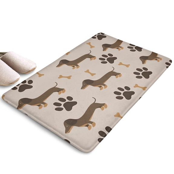 Dachshund and Paws Flannel Non Slip Door Rugs,Washable Door Mats Indoor,Decorative Door Mats,Dirt-Resistant and Absorbent Doormat for Entrance,Bedroom,Kitchen,Bathroom,23.5x16in(60x40cm)