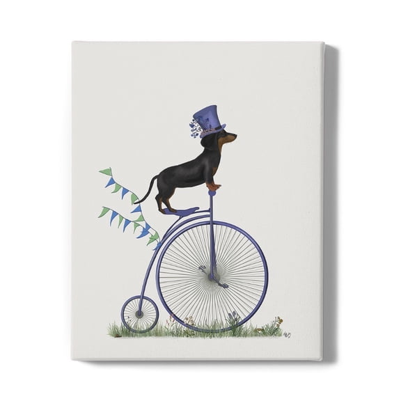 Dachshund Penny Farthing Wrapped Canvas -Fab Funky Designs,