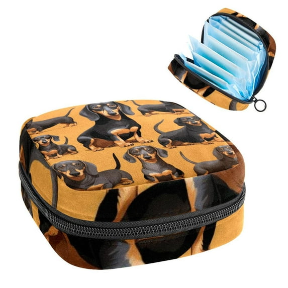 Dachshund Period Pouch: Stylish Sanitary Napkin Bag, Travel Pouch Necklace, and Makeup Travel Bag - Organize and Carry Your Feminine Hygiene Items with Ease 4.7x6.6x6.6 in