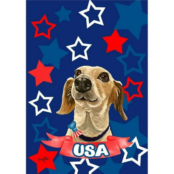 Dachshund Piebald HHS Patriotic Garden Flag