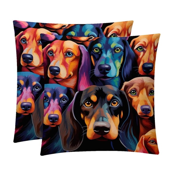 Dachshund Pillow Covers Inserts - Set of 2 Chair Pillow Covers, Decorative Pillows - Available in 16x16, 18x18, and 20x20 Inches with Unique Patterns for Any Occasion