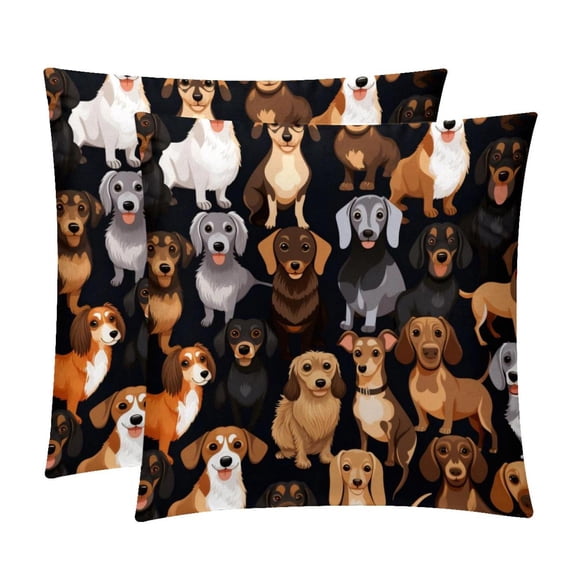 Dachshund Pillow Covers with Unique Patterns - Set of 2, Chair Pillow Covers for Sofa, Couch, Bed - Available in 16x16, 18x18, 20x20 Inches for Home Decor and Gifts