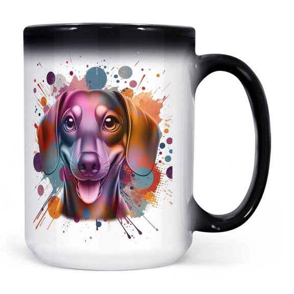 Dachshund Portrait Watercolor Vintage Retro Styles Heat Color Changing Mug Wiener Dog Lover Gifts Idea Magic Coffee Mug - 00001
