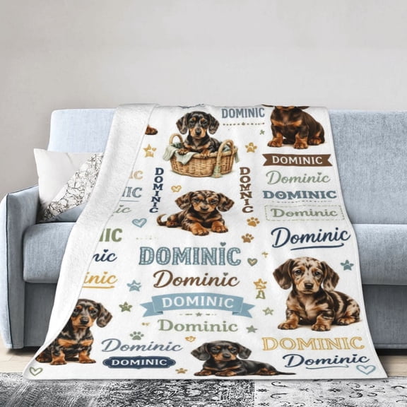 Dachshund Puppy Blanket Gift Throw Blanket Personalized Name Dog Gift for Dog Lovers Decor 50x40