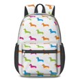 thumbnail image 1 of Dachshund Rainbow White Pattern 17" Waterproof Oxford School Backpacks for Teens, S-Shape Padded Straps, for School, Travel, Hiking, Camping, 1 of 5