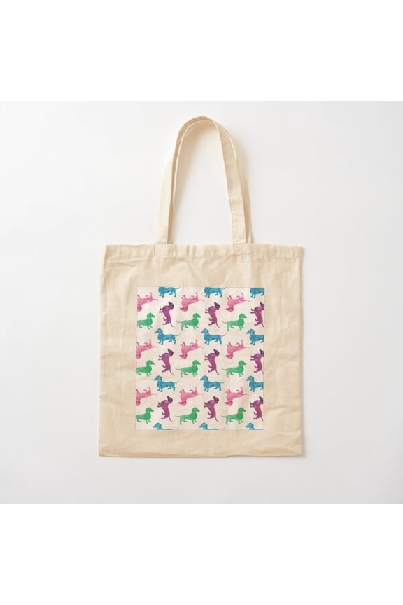 Dachshund Raining Art Sky Canvas Tote Bags, Reusable Shopping Bag
