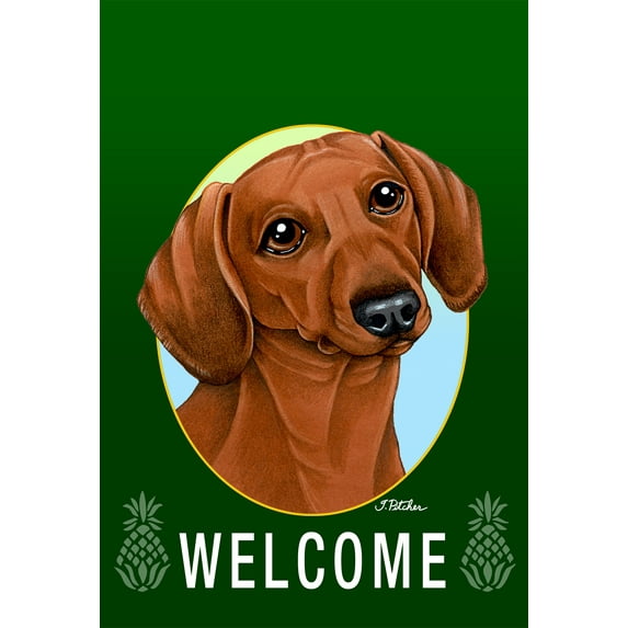 Dachshund Red - Best of Breed Welcome Pineapples House Flags