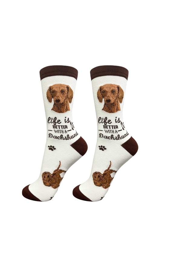 Dachshund, Red Socks - Life is Better Socks for Pet Lovers - Cute Unisex Socks - One Size Fits Most