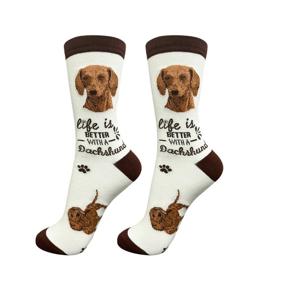 E&S Pets Dachshund, Red Socks - Life is Better Socks for Pet Lovers - Cute Unisex Socks - One Size Fits Most