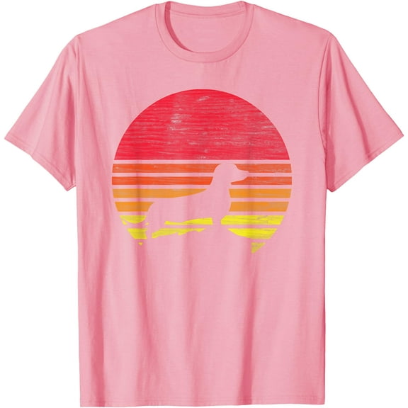 Dachshund Retro Unisex T-Shirt for Men Women Kids,Light Pink Color,Size M
