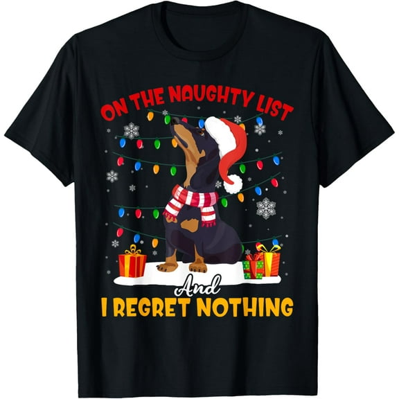 Dachshund Santa On The Naughty List Dachshund Christmas Gift T-Shirt