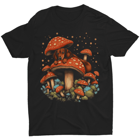 Dachshund Sausage Dog T Shirt Mushroom Hunter Tee Shirt Red Toadstool Tshirt