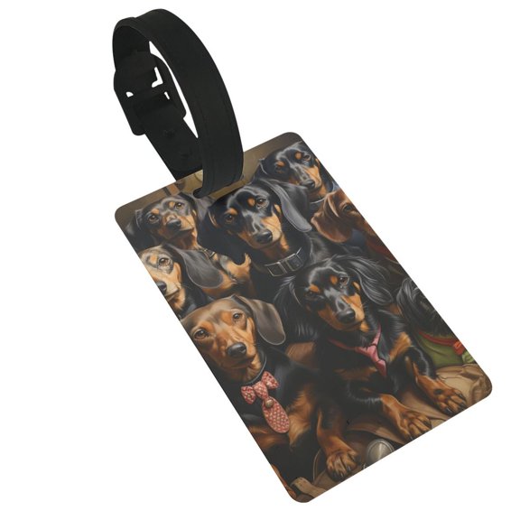 Dachshund Sausage Dogs Art Luggage Tags Suitcases ID Baggage Identifier Card Name Tag for Travel Backpacks Gym Bags