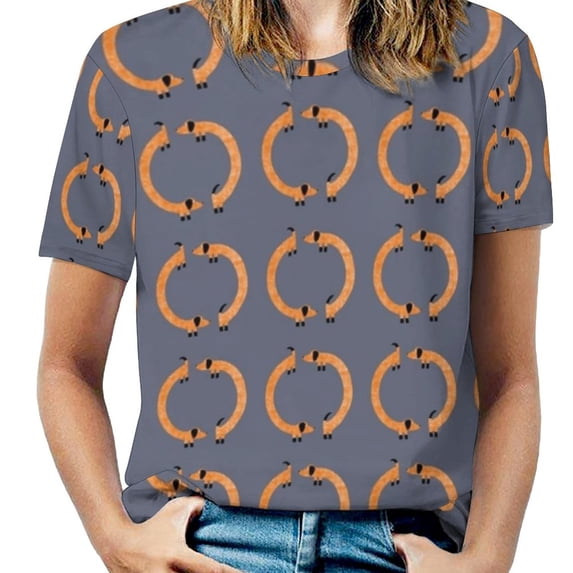 Dachshund Sausage Dogs Ruffle Short Sleeve T-Shirt Women's T-Shirts Tee Fashion Casual Shirts Dachshund Sausage Sausage Dog