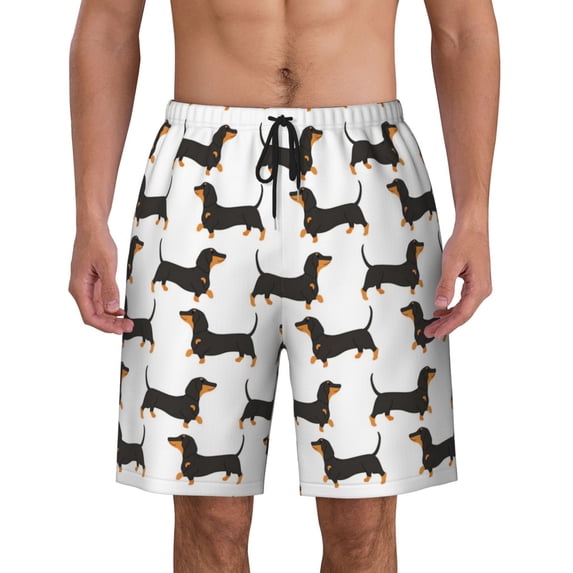Dachshund Sausage Pet Dog Pattern Men'S Beach Pants Quick Dry Short Swim Trunks With With Pockets And Mesh Lining Swimwear Beach Bathing Shorts X-Large