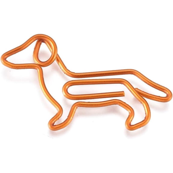 Dachshund Shape Iron Paperclips Cute Paper Clips Funny Bookmark Marking Clips Orange 22x37.5x1mm