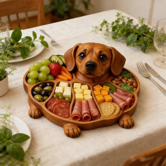 Dachshund Shaped Dog Food Tray With Divided Sections, Pet Food Organizer For Portion Control, Food Storage Serving Tray For Dogs, Pc Material Pet Feeding Station, Dog Treat Tray