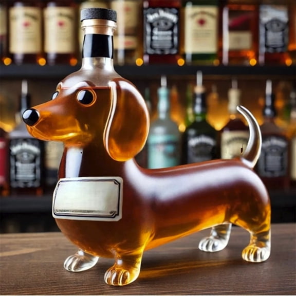 Dachshund-Shaped Glass Whiskey Bottle, 300ml High Borosilicate Wine Decanter for Home Bar, Crafts, and Gifts