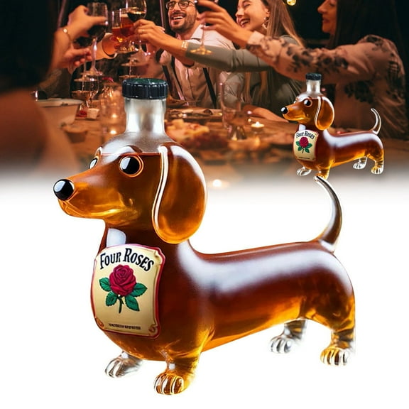 Dachshund Shaped Whiskey Bottle - Funny & Unique Animal Decanter for Bar Decor - High-Quality Glass - Perfect Gift for Whiskey Lovers & Dog Owners