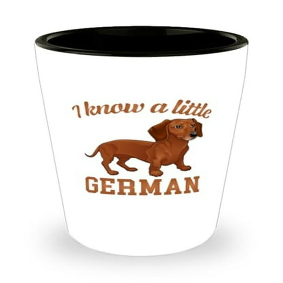 Dachshund Shot Glass, I Know A Little German, Funny Dog Gift, Mini Glassware, 1.5oz Cup