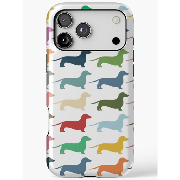 Dachshund Silhouettes Tough Case for Apple iPhone, Polycarbonate Outer Shell and TPU Liner