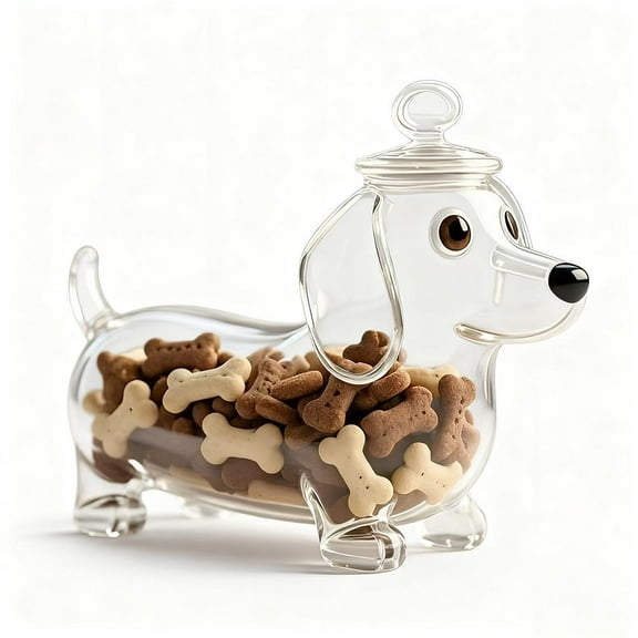 Dachshund Snack Jar, Cute Airtight Treat Containers with Lids, Glass Dachshund Cookie Container Clear Glass Dog Treat Jar Dispenser for Cookies, Candys