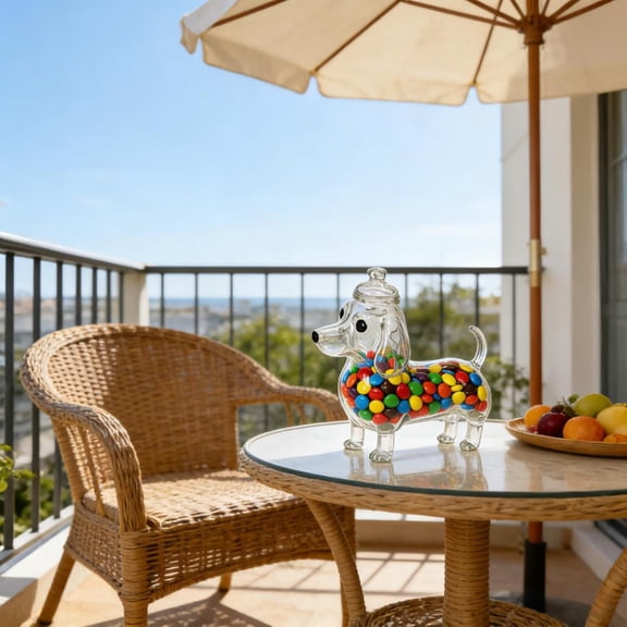 Dachshund Snack Jar, Dog Shape Glass Storage Can,Airtight Treat Containers With Lids,Adorable Glass Food Jars, Countertop Decor