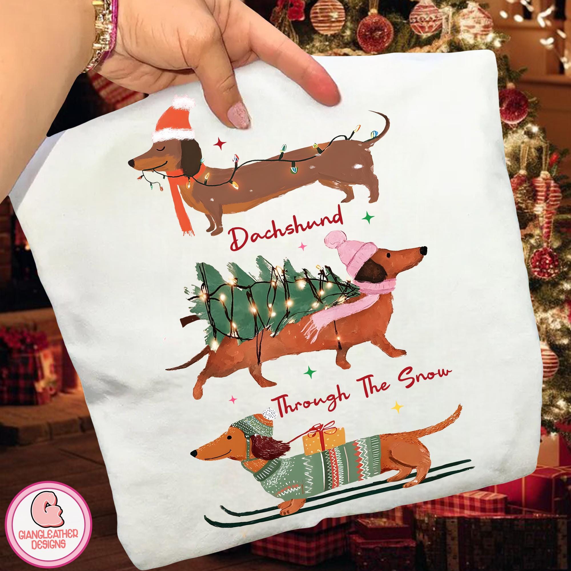 Dachshund Through The Snow Sweatshirt, Merry Christmas Dachshund Dog ...