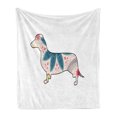 thumbnail image 1 of Dachshund Soft Flannel Fleece Throw Blanket, Colorful Flowers on a Dachshund Puppy Silhouette Abstract Arrangement, Cozy Plush for Indoor and Outdoor Use, 70" x 90", Multicolor, by Ambesonne, 1 of 5