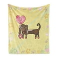 thumbnail image 1 of Dachshund Soft Flannel Fleece Throw Blanket, Colorful Sketch Style Dachshund Puppy with Floral Frame Design Pet Character, Cozy Plush for Indoor and Outdoor Use, 50" x 70", Multicolor, by Ambesonne, 1 of 5