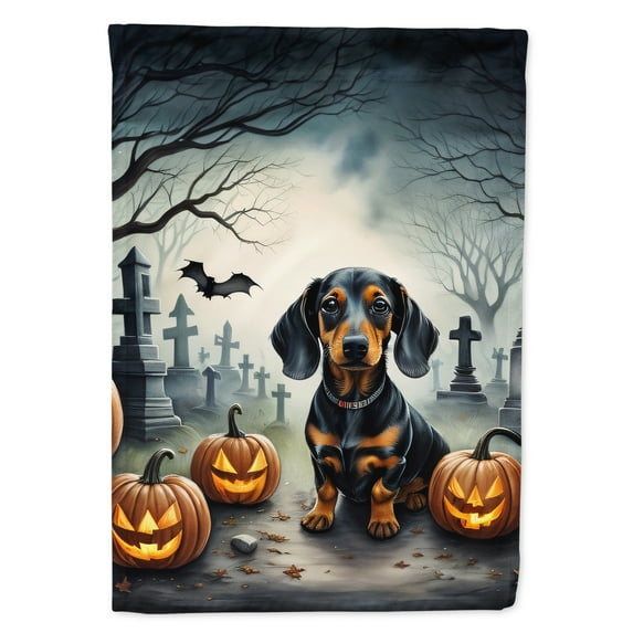 Dachshund Spooky Halloween House Flag