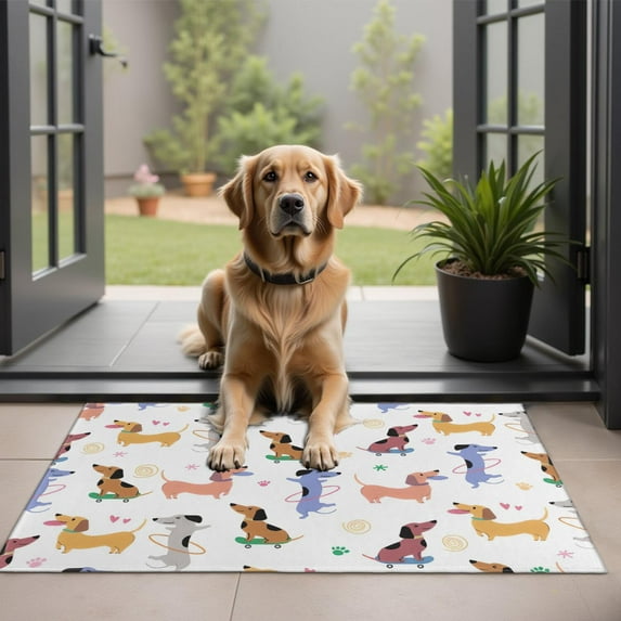Dachshund Sport Door Rugs,Washable Non Slip Door Mats Indoor,Decorative Door Mats,Entry Mat Indoor for Entrance,Bedroom,Kitchen,Bathroom,20"x32"