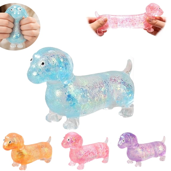 Dachshund Squishies Stress Toys - Glitter Weiner Dog Dumpling Squish - Slow Rising Toys Sparkly Sausage Dogs Gel Relief Stress Ball, Gift for K*ids B*oys G*irls Adults