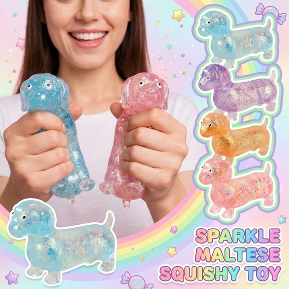 Dachshund Squishy 2026 New Cute Sparkly Dachshund Squishy for Stress Relief Ultra-Soft Touch Stress Balls for Adults Slow Rising Squishys Fidget Toys Easter Basket Stuffers Party Favors (Purple)