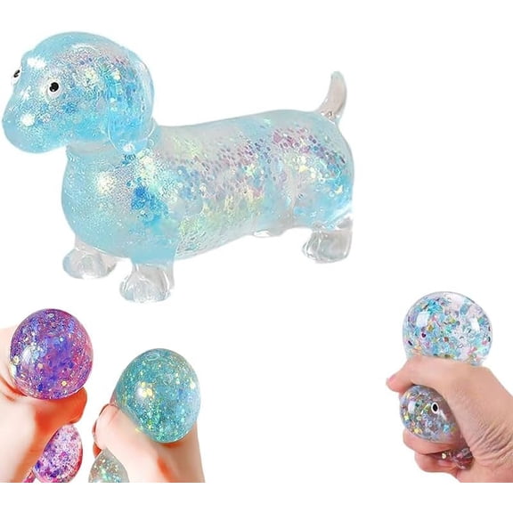 Dachshund Squishy, 4.3in Sparkly Cute Mini Squishy Weiner Dog for Adults