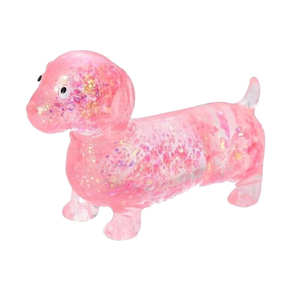 Dachshund Squishy, Sparkly Sausage Dog Gel Stretch Ball, Ultra-Soft Touch Mini Rainbow Weiner Dog